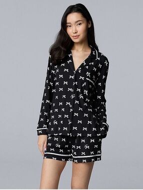 NWT Simply Vera Vera Wang Black and White Bow Themed Pajama Set- So Soft-XXL